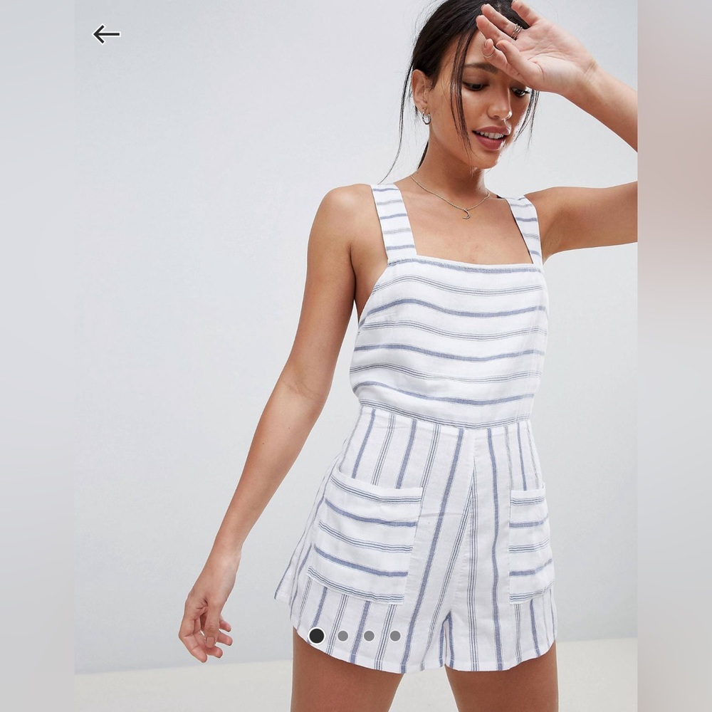 ASOS blue and white romper shorts